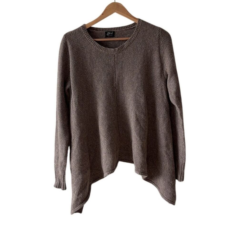 ZEN Cashmere Blend Crewneck Sweater Men's Medium Beige Multicolor Knit